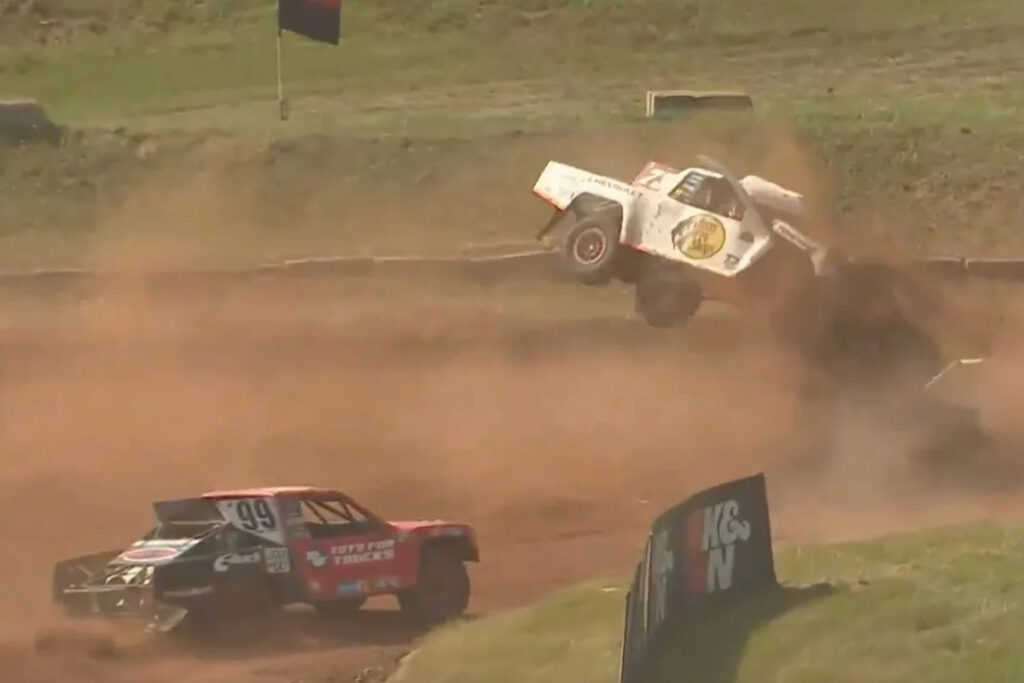 Dale Earnhardt’s grandson Wyatt Miller flips wildly in crash, but drives away