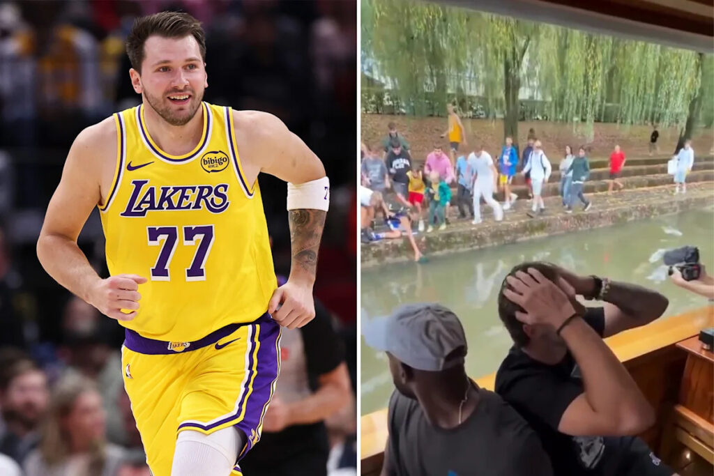 Luka Dončić left aghast by crazed Lakers fan’s river jump for shirt in Slovenia