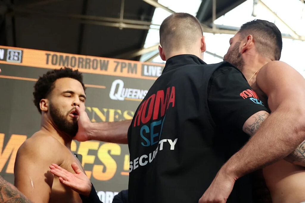 Moses Itauma shoves Filip Hrgovic off stage before getting slapped at weigh-in Moses Itauma shoves Filip Hrgovic off stage before getting slapped at weigh-in