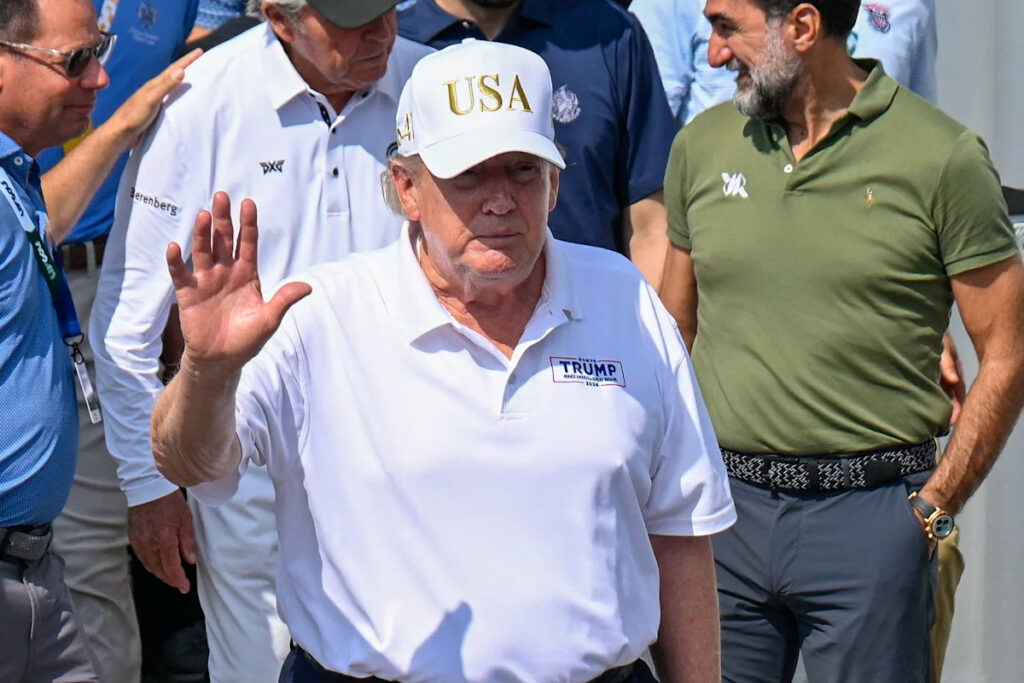 Donald Trump attends final round of LIV Golf New York with Yasir Al-Rumayyan, Gary Player Donald Trump attends final round of LIV Golf New York with Yasir Al-Rumayyan, Gary Player