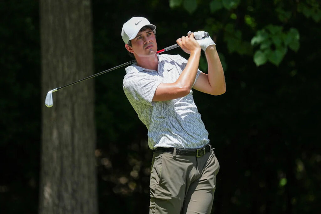 Davis Thompson’s wild Saturday at Wyndham includes broken driver, albatross