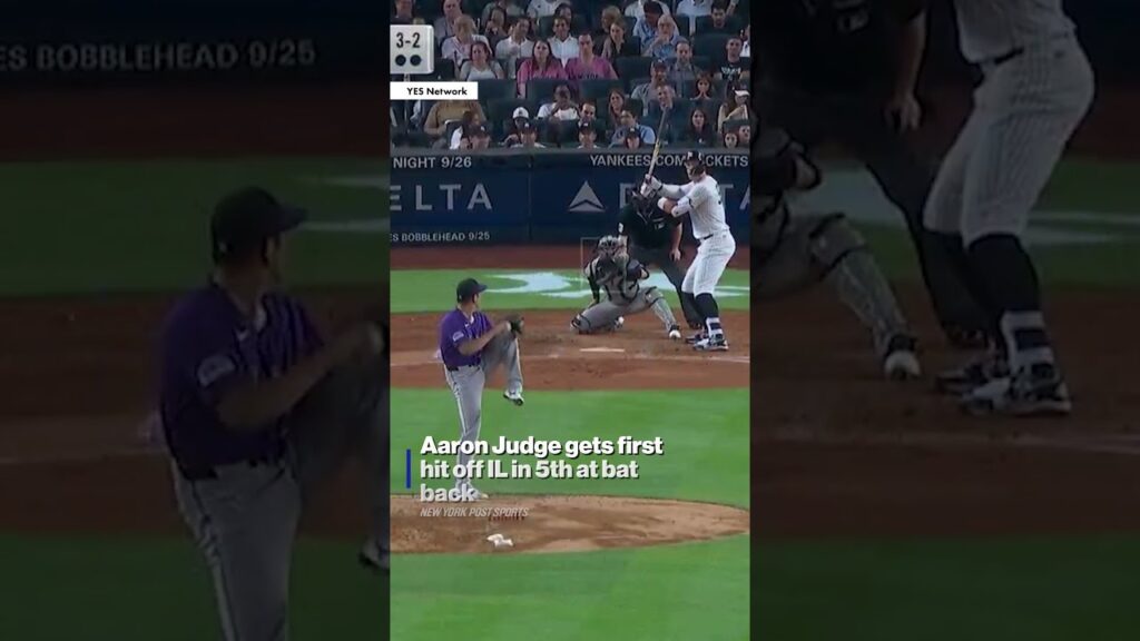 Aaron Judge’s first hit since coming off the IL is a line drive single in 5th at bat #shorts