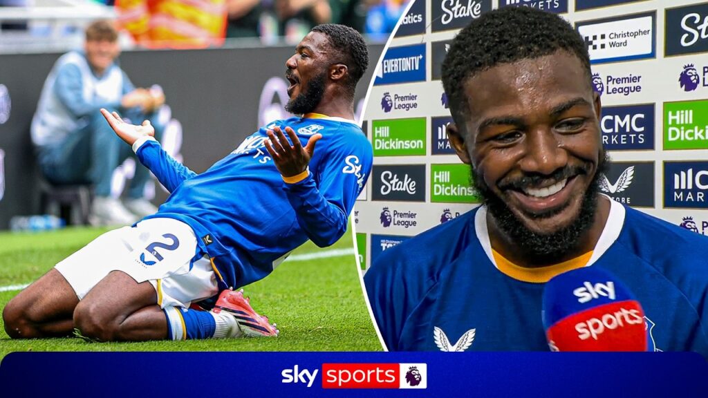 Ainsley Maitland-Niles reacts to scoring Everton’s DRAMATIC late equaliser vs Man Utd