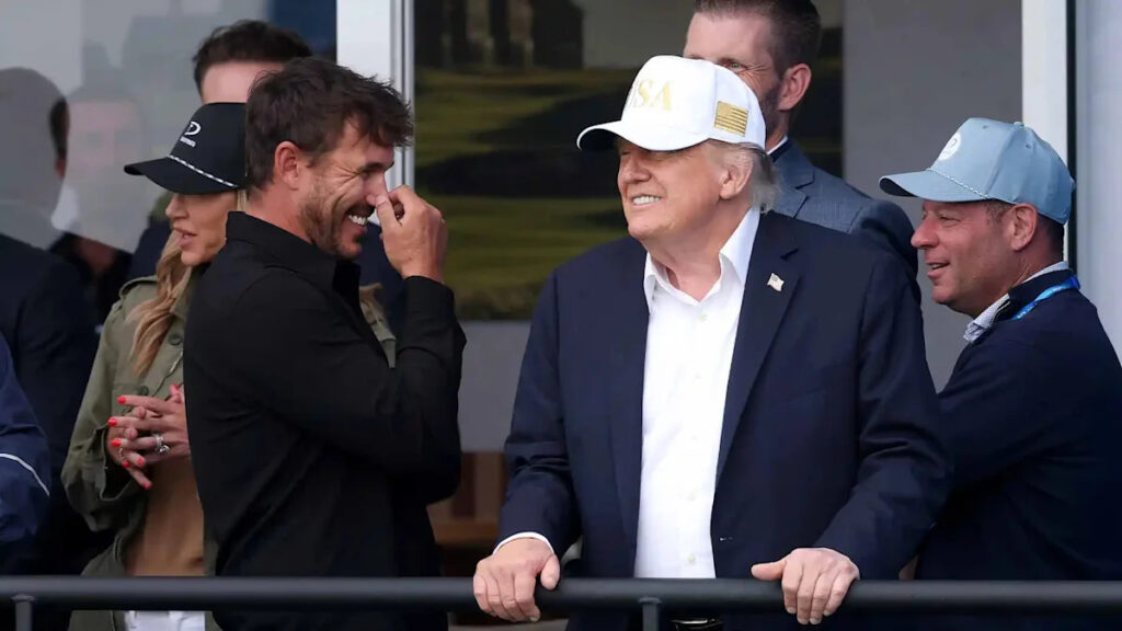 President Trump chats with Brooks Koepka at Irish Open