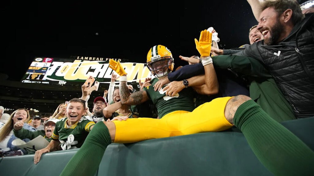 Christian Watson scores his fourth touchdown of 2026
